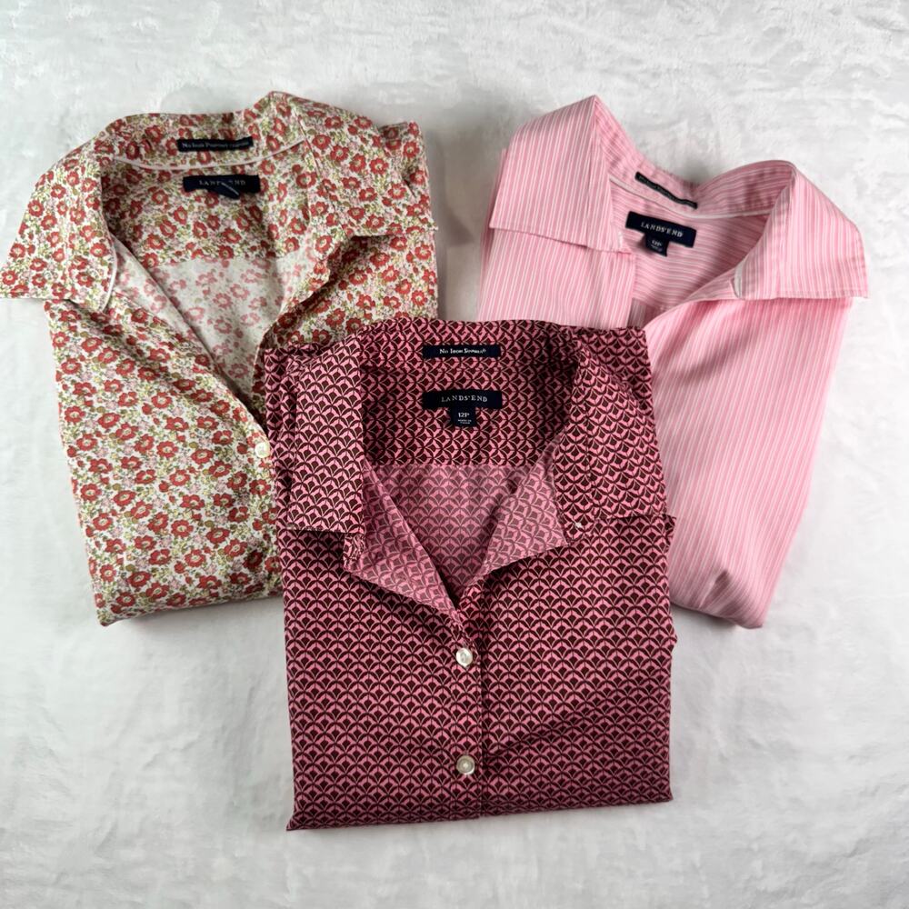 (BUNDLE)Lands’ End Womens 12P  Button Up Shirt No Iron Preppy Casual Office